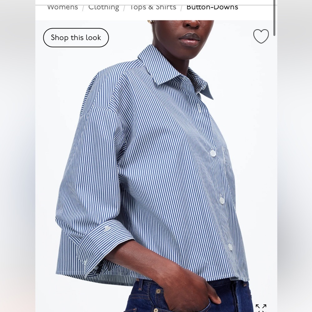 NWT Madewell cropped Blue and White Striped Button-Up Shirt